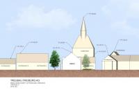 Neues auf dem Münsterberg: Höhenprofil mit geplantem TreuBau- Neubau (Haus 1)