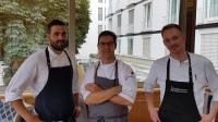 Le trio de maîtres de cuisine du Colombi: Die Spitzenköche Max Bergerhoff, Harald Derfuß und Sven Usinger (v.l.n.r.)