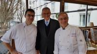 Die alte kulinarische Weltklasse kehrt ins Colombi zurück: Alfred Klink mit Hotelier Roland Burtsche und Küchenchef Harald Derfuß